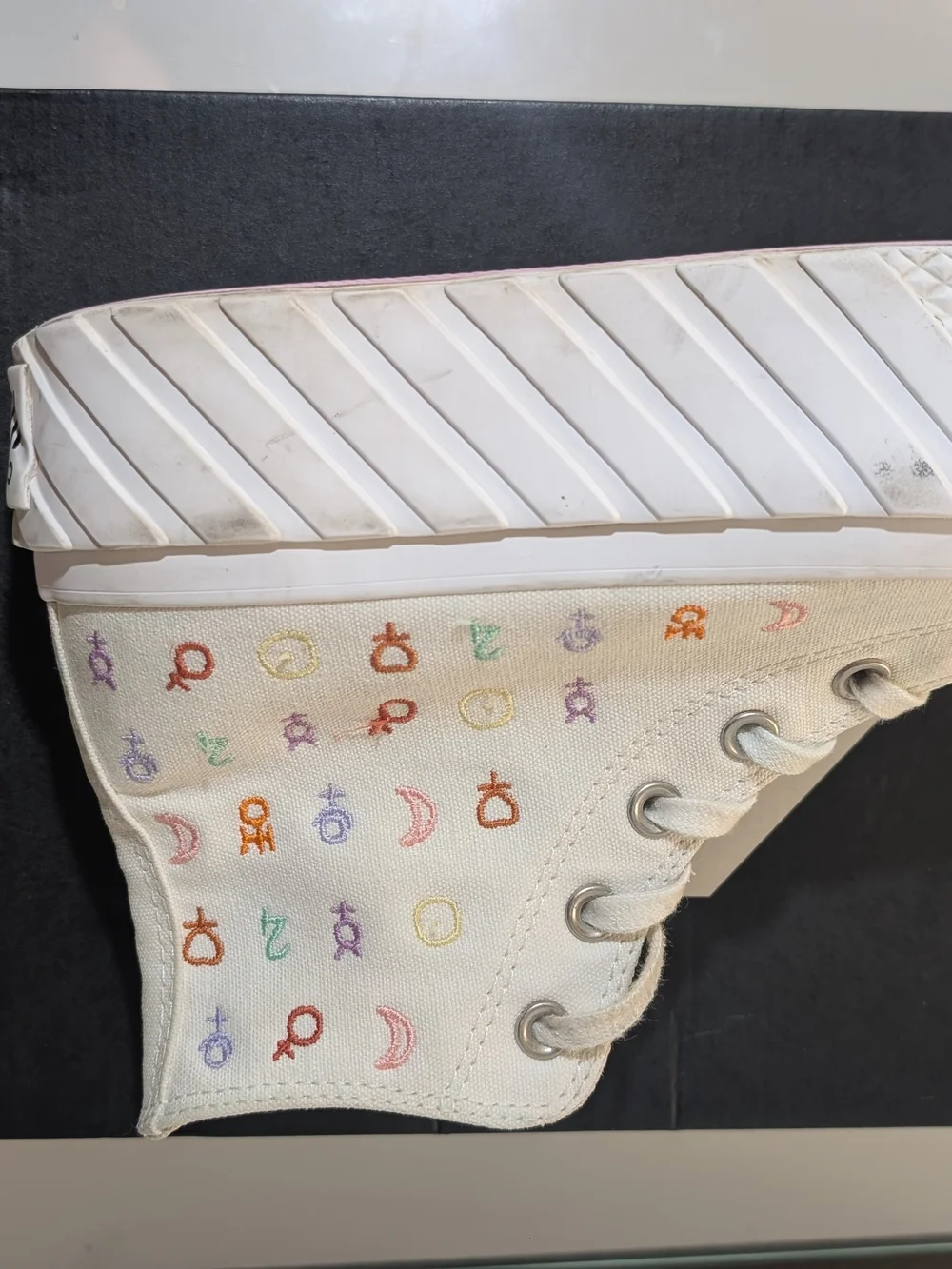 Converse Platform High-Top Sneakers with Colorful Symbols - White